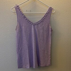 Lilly Pulitzer Gigi Purple Tank Top with Pom-Pom Trim